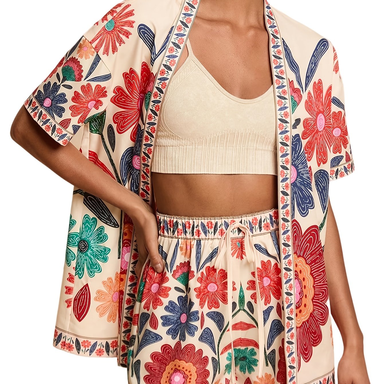 Tropical Breeze Short Sleeve Top  Shorts Set