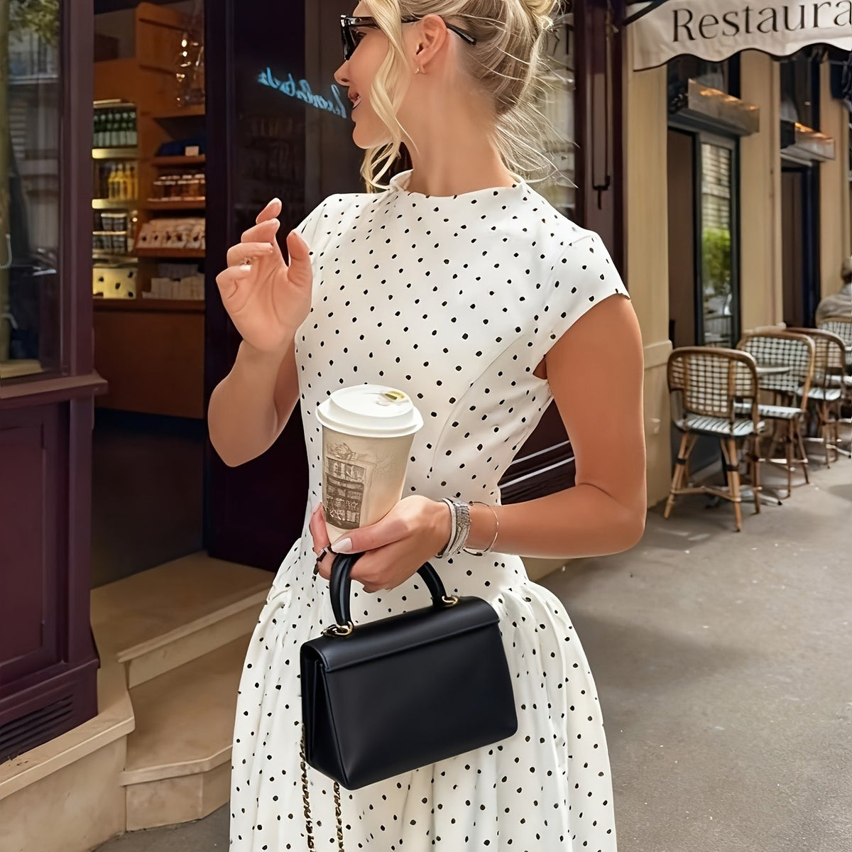 Polka Dot French Maxi Dress