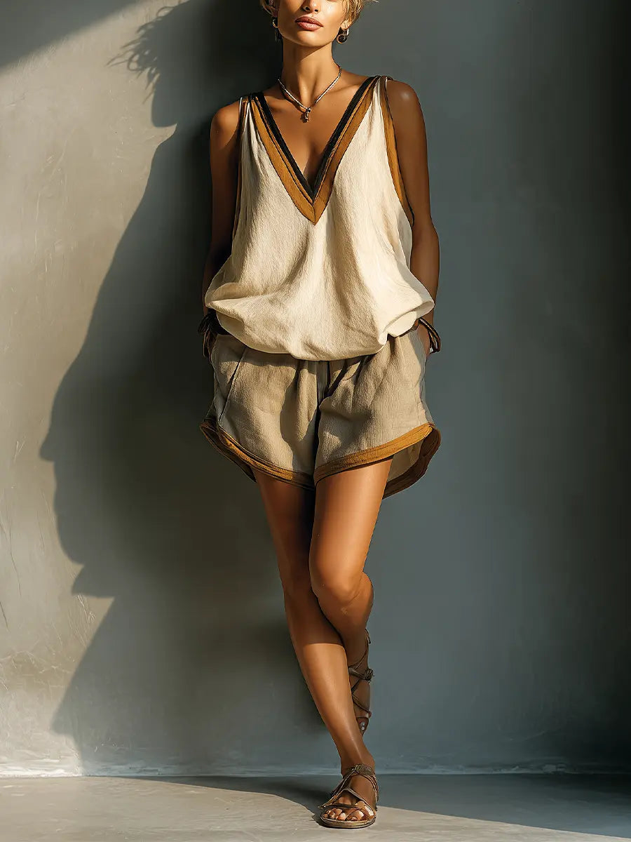 Sunny | Linen Tank Top Shorts Set
