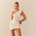 Dante White Knit One-Shoulder Mini Dress