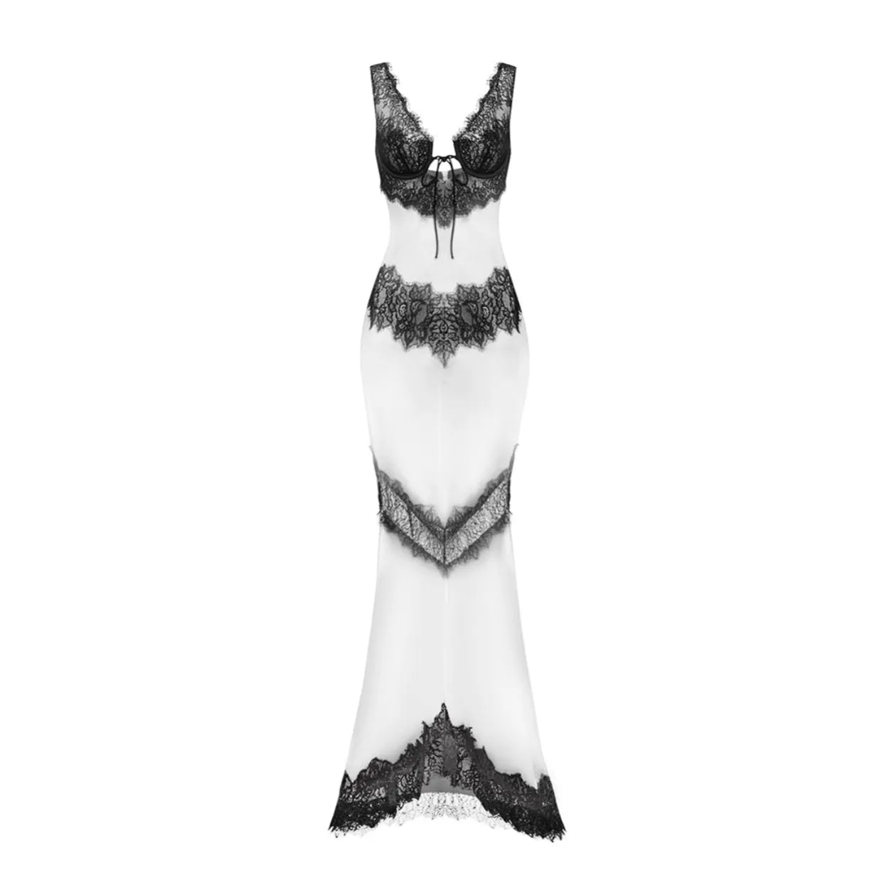 Daphne Lace Cutout Satin Maxi Dress