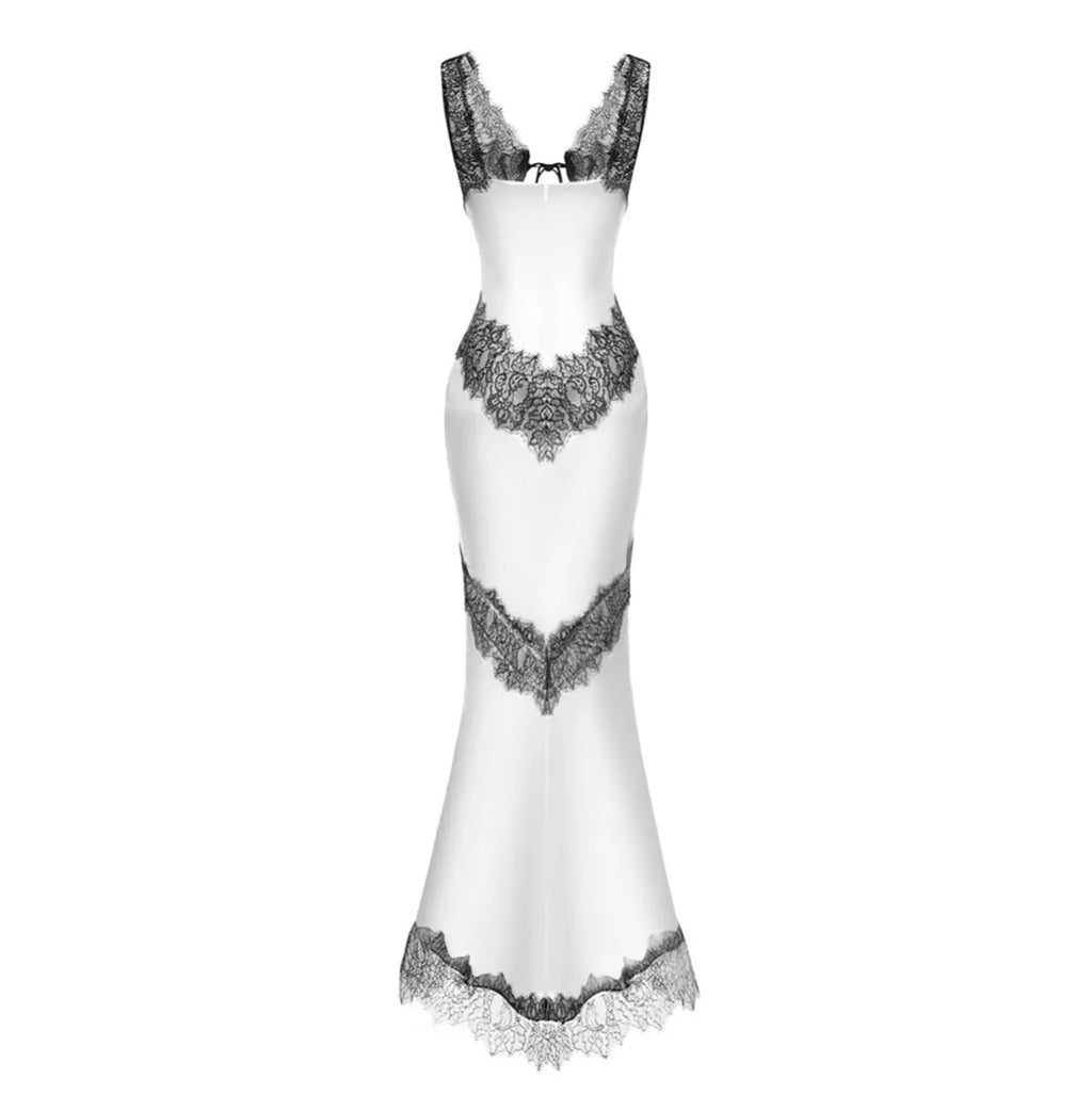 Daphne Lace Cutout Satin Maxi Dress