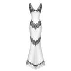Daphne Lace Cutout Satin Maxi Dress