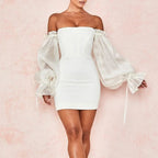 Delia White Off Shoulder Puff Sleeve Mini Dress