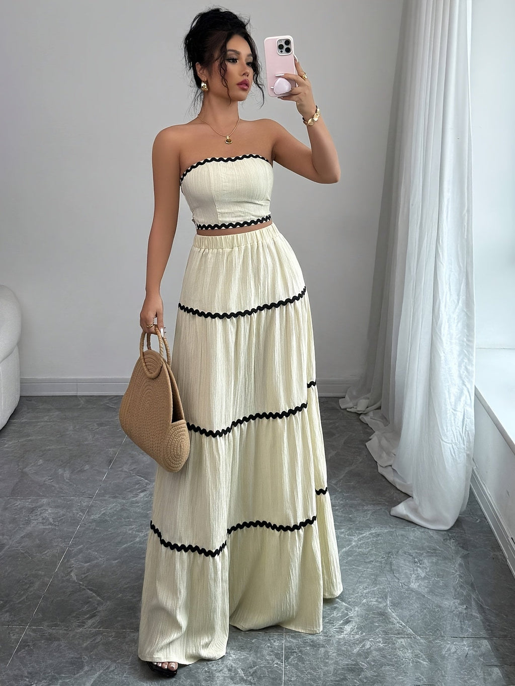 Chic Cropped Top  Skirt Set for Her