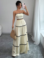 Chic cropped top and skirt set for women by 64b136-1e, featuring a stylish matching two-piece outfit.