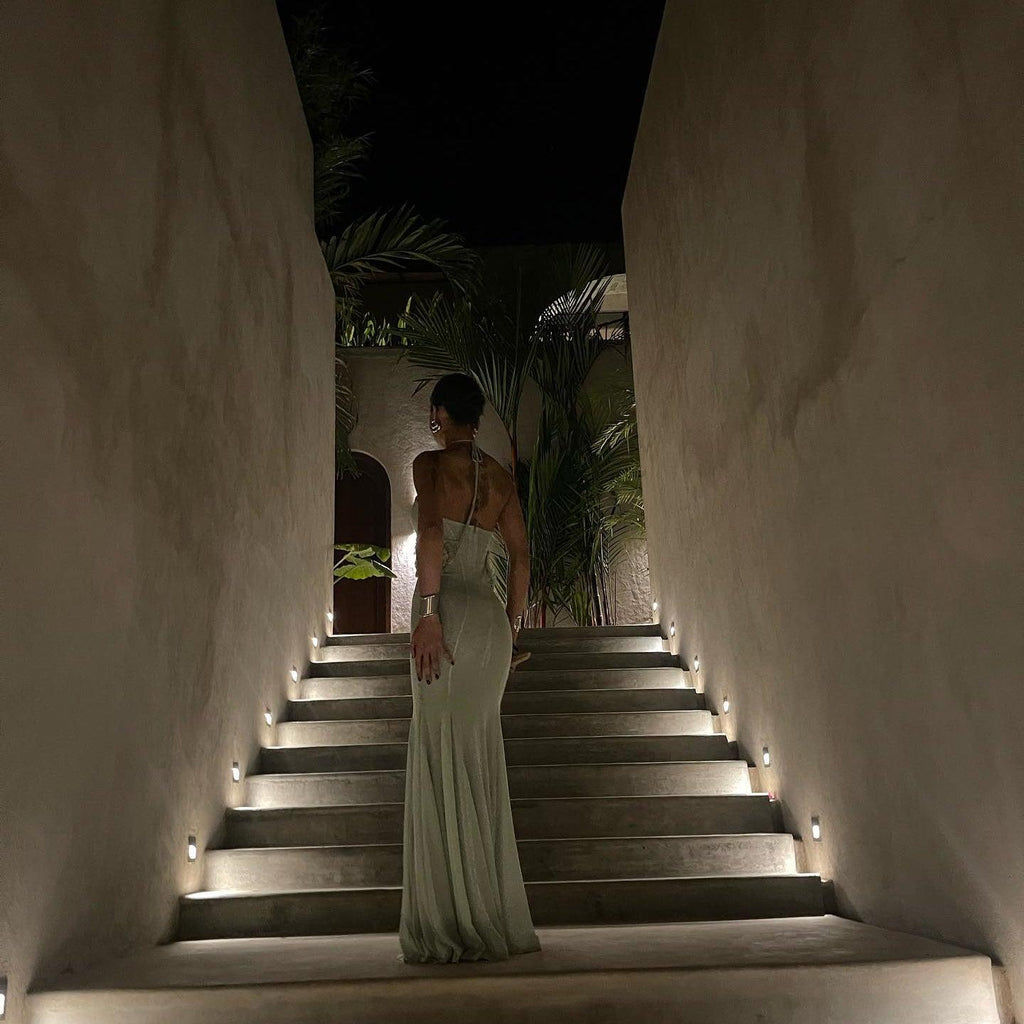 Don't Need A Filter Butterfly Halter Light Green Maxi Dress