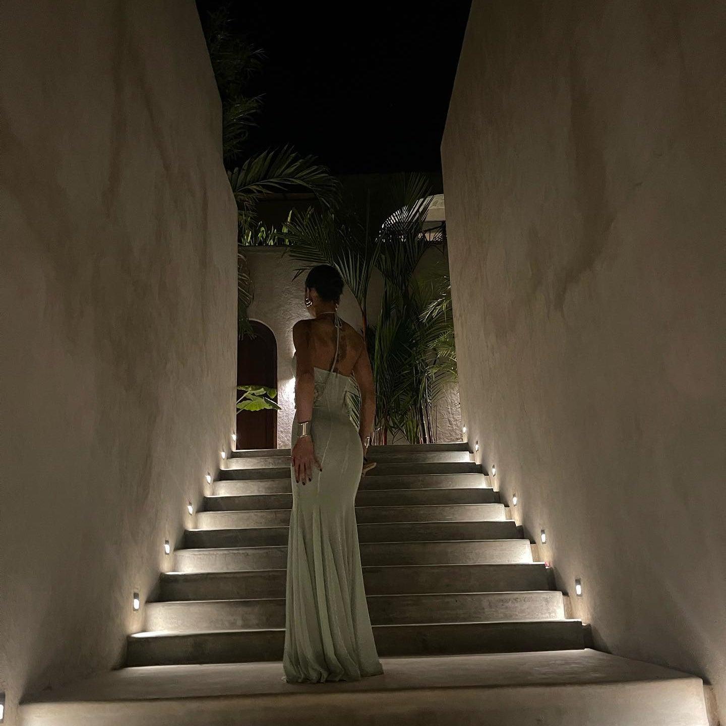 Don't Need A Filter Butterfly Halter Light Green Maxi Dress