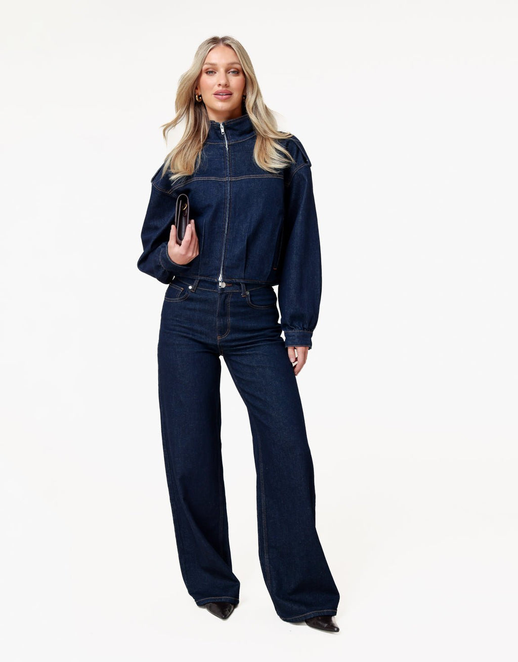 Donkerblauwe Denim Bomber - Jas