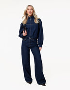 Donkerblauwe Denim Bomber - Jas
