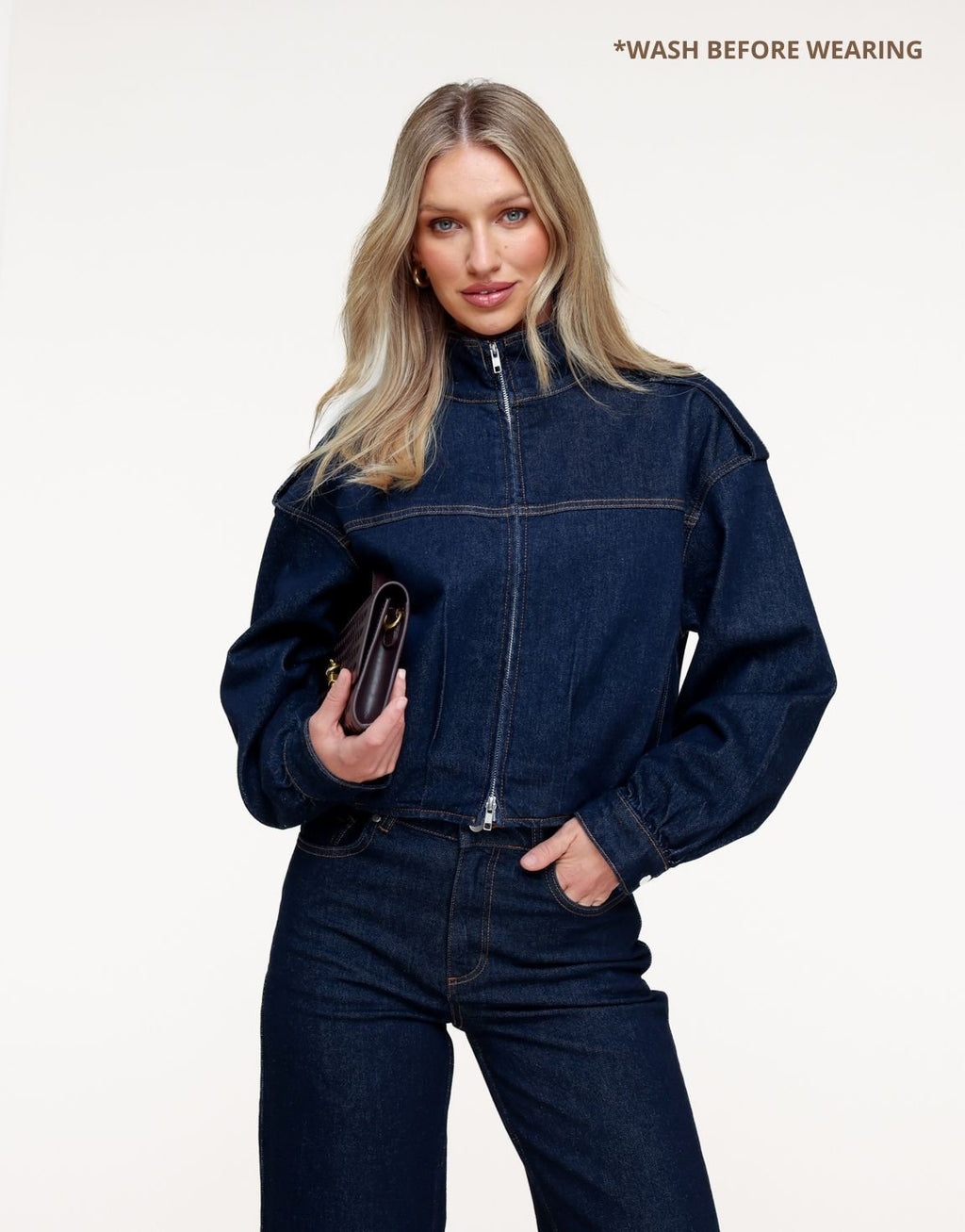 Donkerblauwe Denim Bomber - Jas