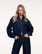Donkerblauwe Denim Bomber - Jas