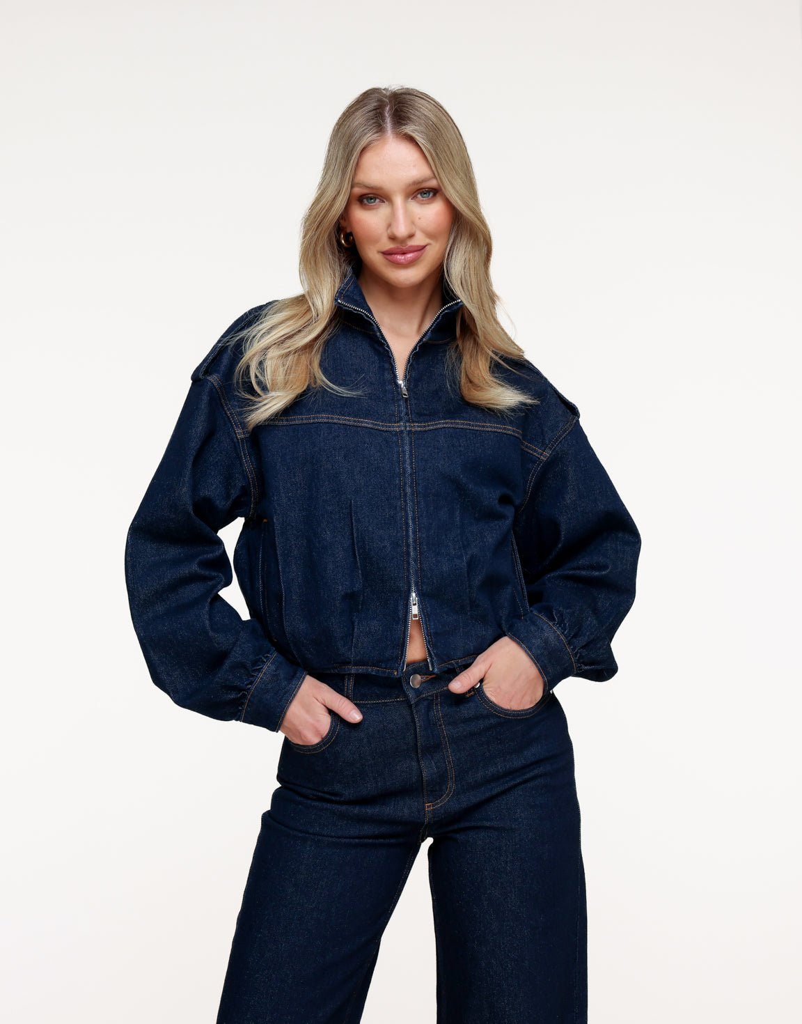 Donkerblauwe Denim Bomber - Jas