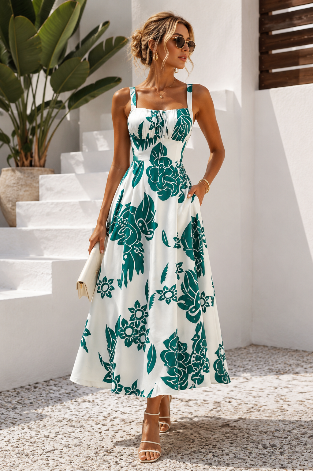 Floral Whispers Floral Print Spaghetti Strap Dress