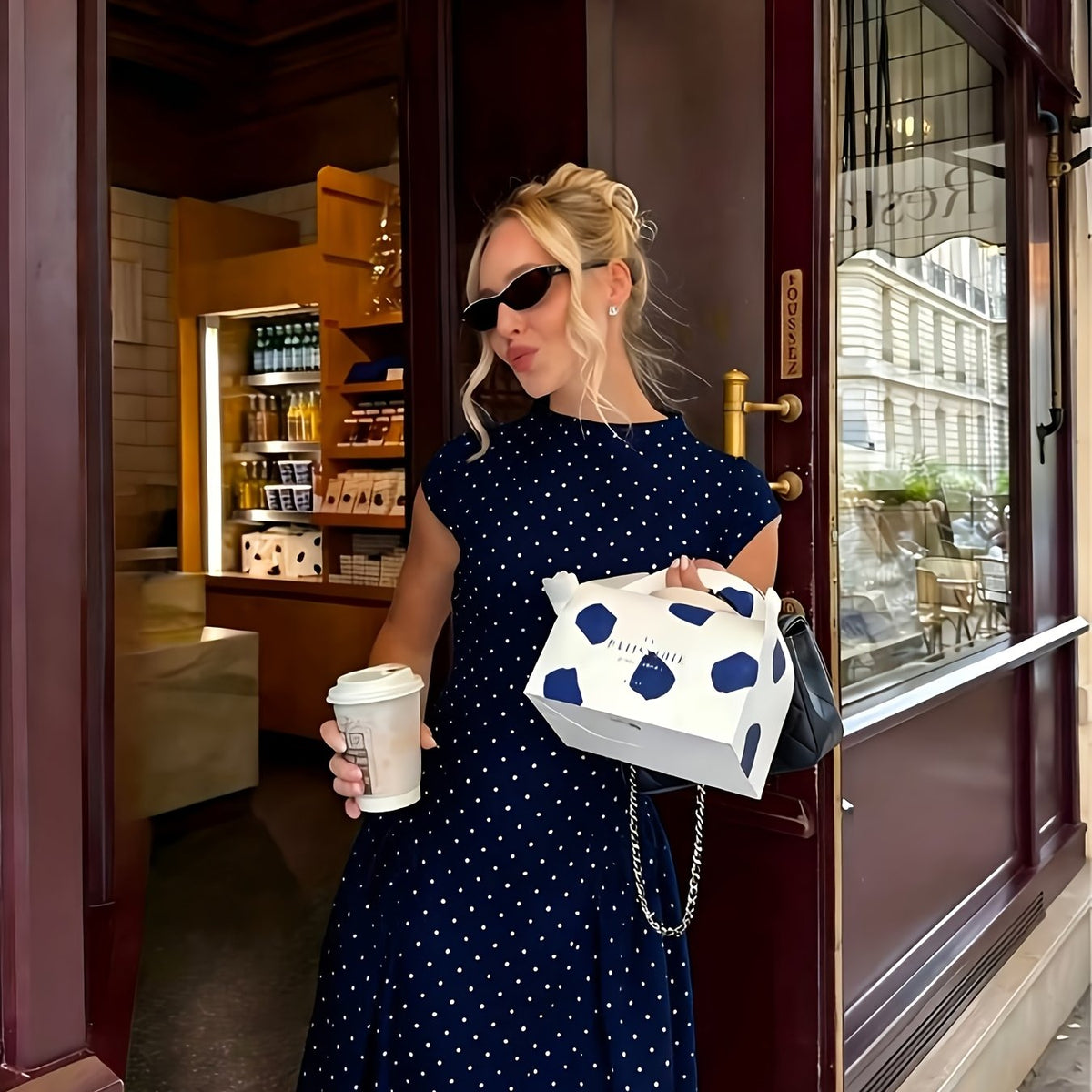 Polka Dot French Maxi Dress