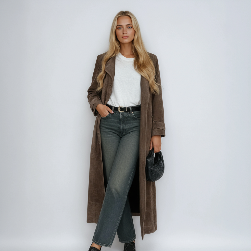 Emery Faux Suede Trench Coat