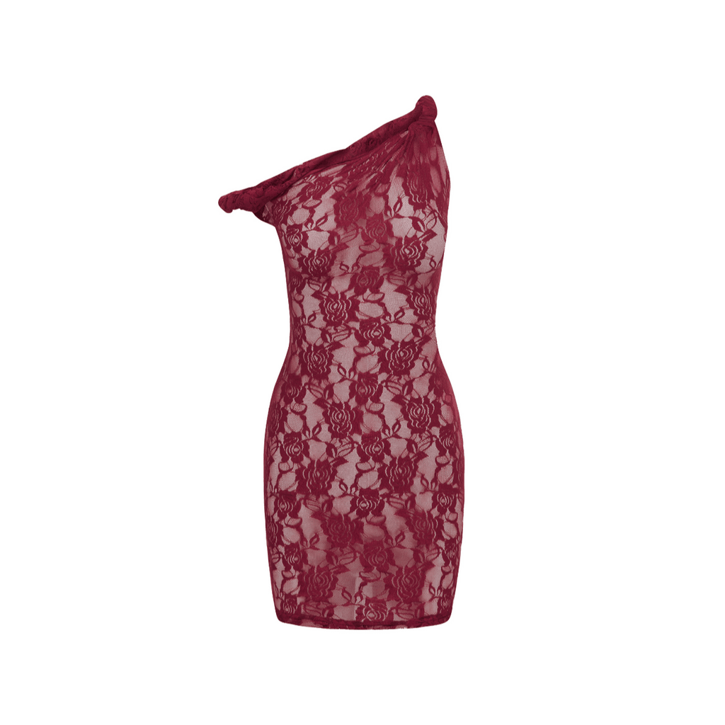 Edith Burgundy Lace Mini Dress