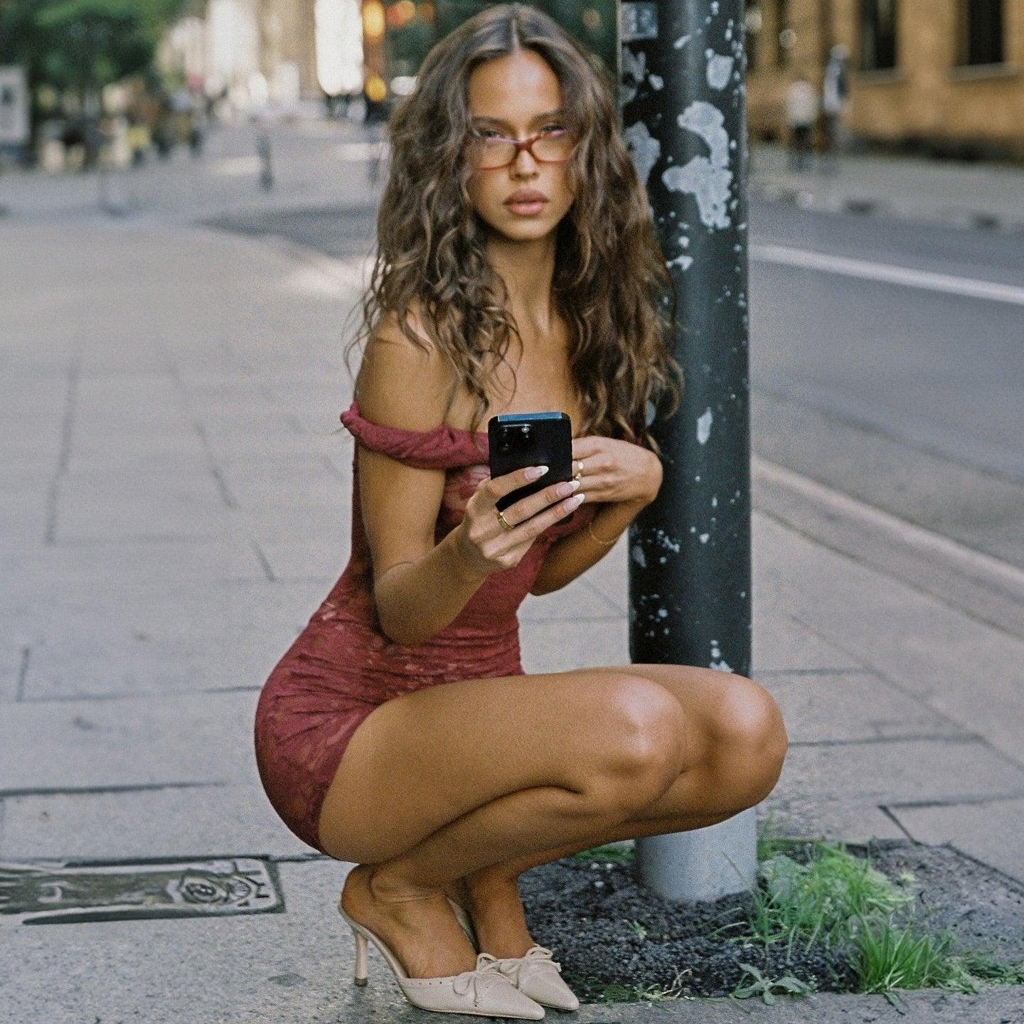 Edith Burgundy Lace Mini Dress