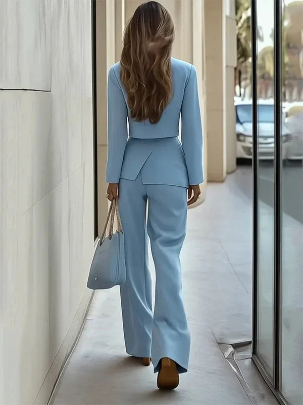 Skye | Cropped Blazer Wide-Leg Trouser Suit Set