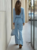 Skye | Cropped Blazer Wide-Leg Trouser Suit Set