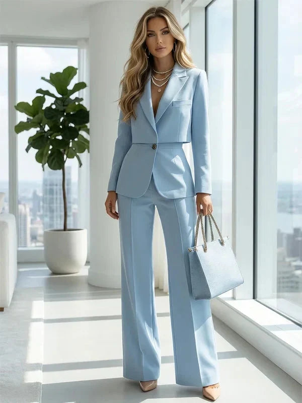 Skye | Cropped Blazer Wide-Leg Trouser Suit Set