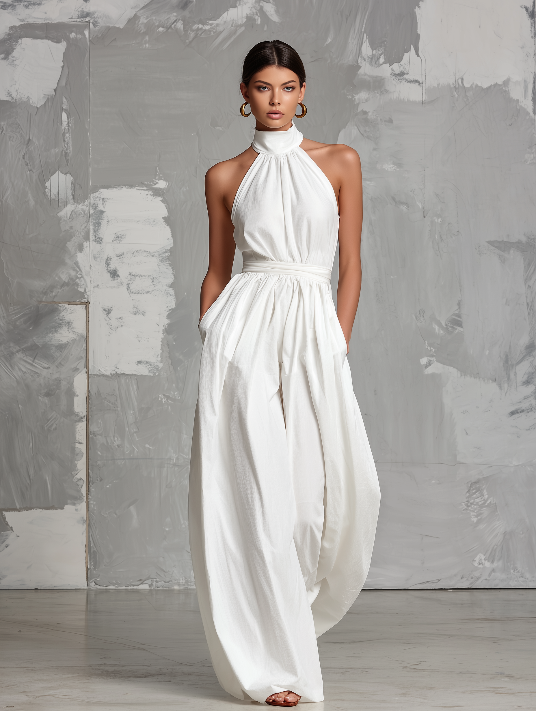 White Halter Jumpsuit