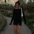 Elegance in Time Black Ruffled Mini Dress