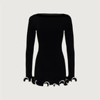 Elegance in Time Black Ruffled Mini Dress