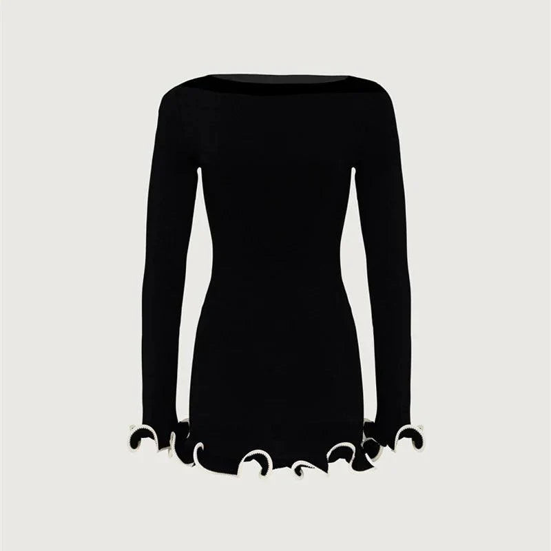 Elegance in Time Black Ruffled Mini Dress