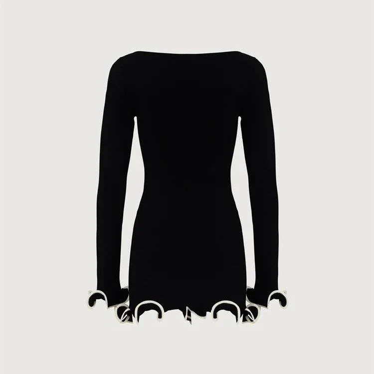 Elegance in Time Black Ruffled Mini Dress