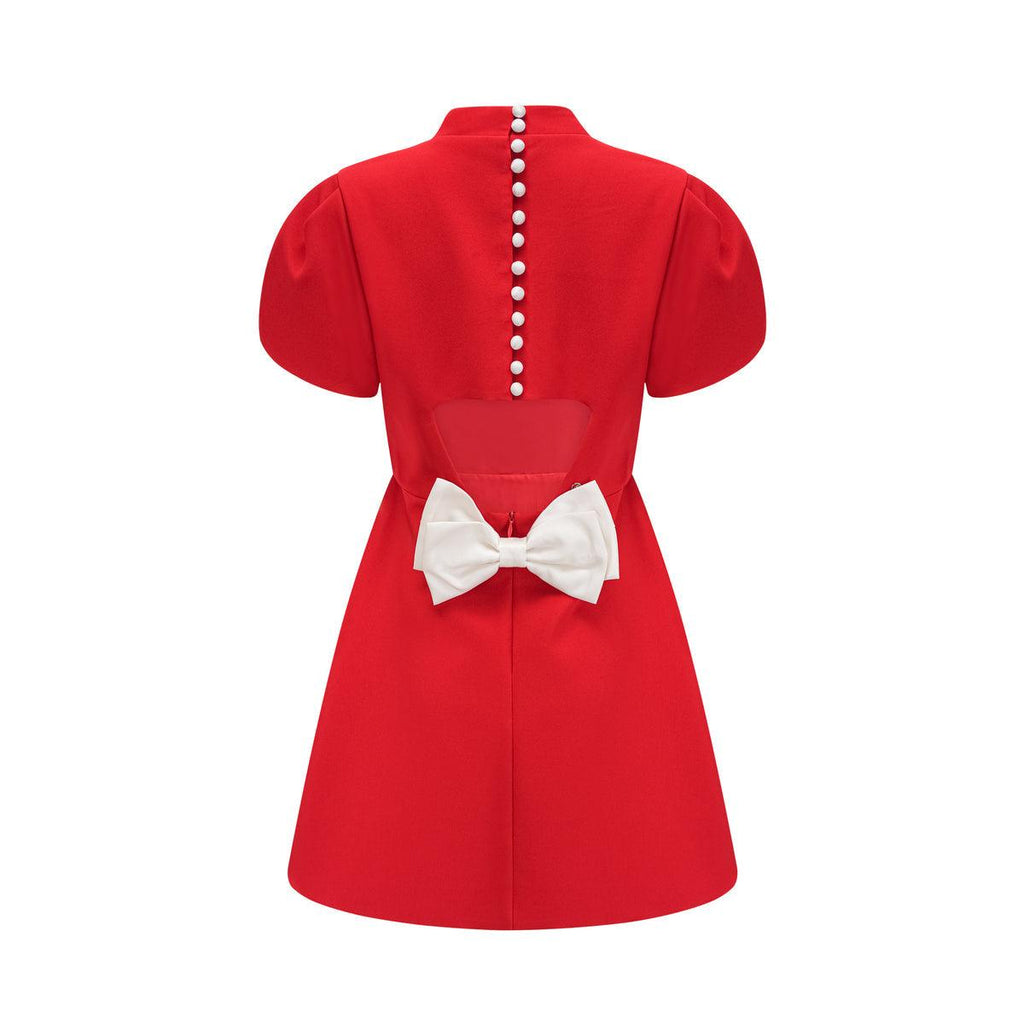 Elegant Occasion Red Bow Mini Dress