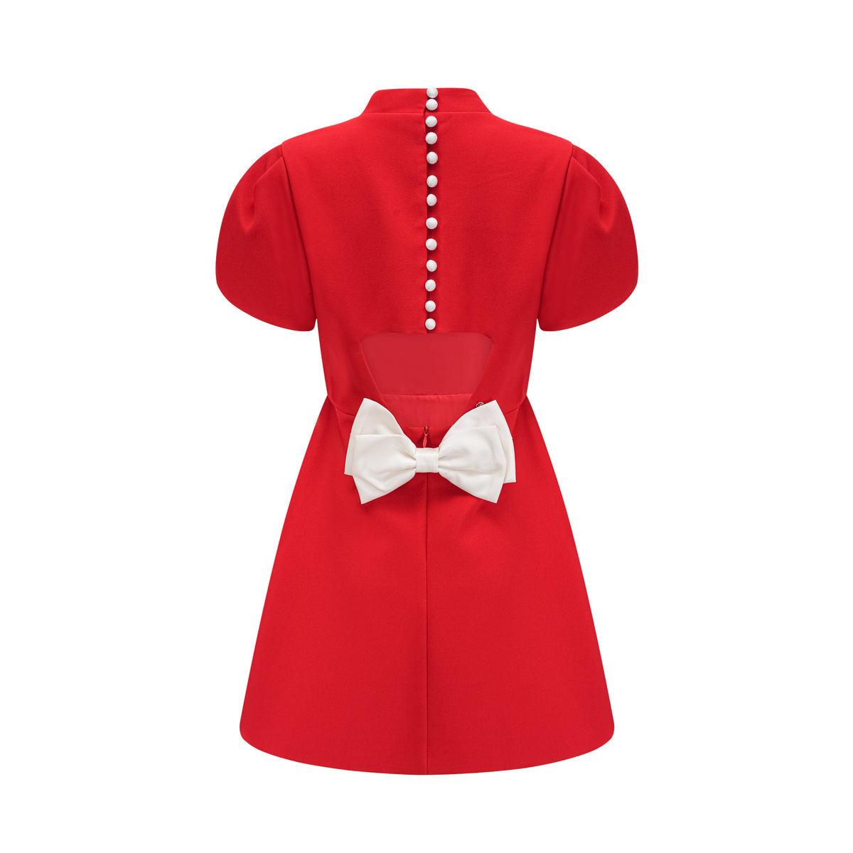 Elegant Occasion Red Bow Mini Dress