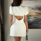 Elegant Occasion White Bow Mini Dress