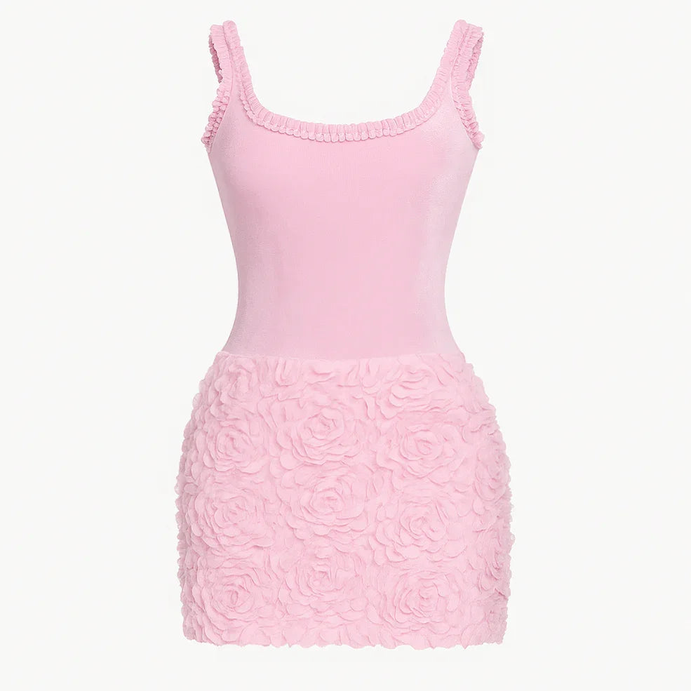 Elira Ruffle Mini Dress With Textured Skirt