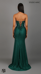 Imperial - Emerald Green Formal Dress, Beaded corset Strapless fitted mermaid silhouette