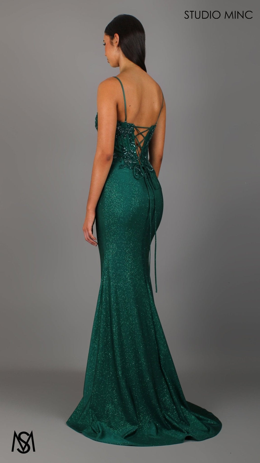 Imperial - Emerald Green Formal Dress, Beaded corset Strapless fitted mermaid silhouette