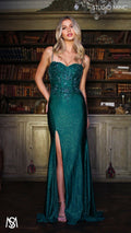 Imperial - Emerald Green Formal Dress, Beaded corset Strapless fitted mermaid silhouette
