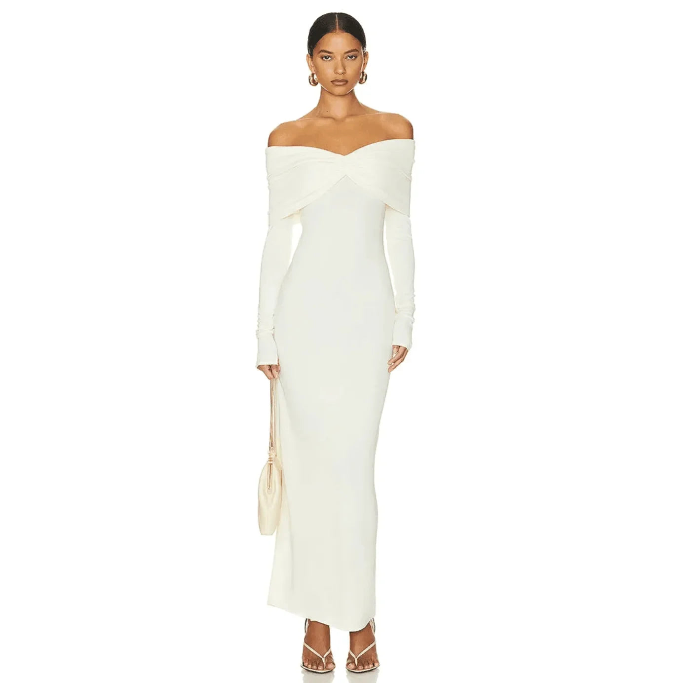 Exclusive Invite White Off-Shoulder Maxi Dress