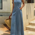 Distressed Denim Cami Maxi Dress