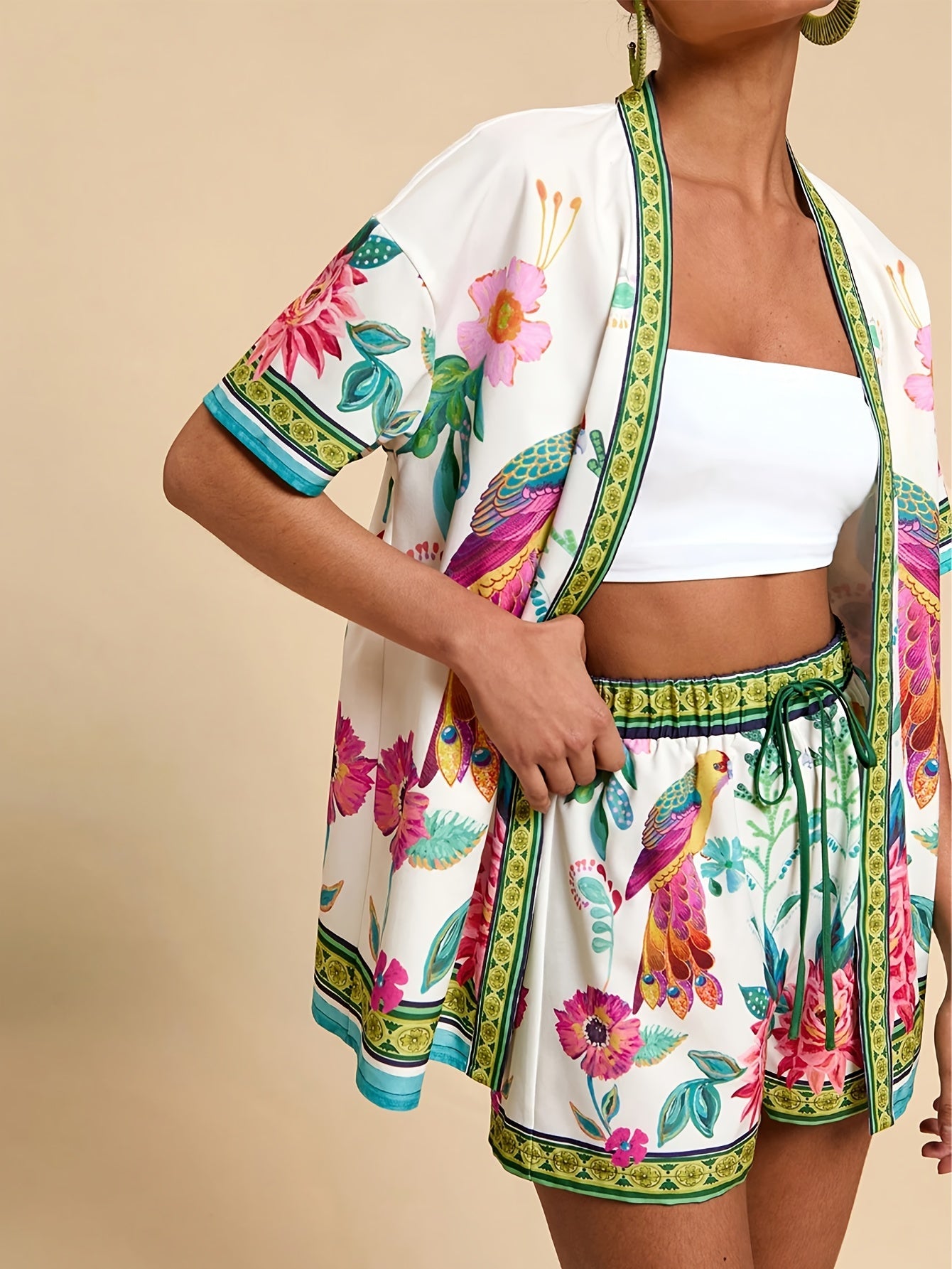 Tropical Breeze Short Sleeve Top  Shorts Set