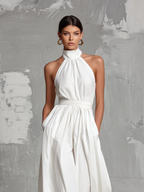 White Halter Jumpsuit
