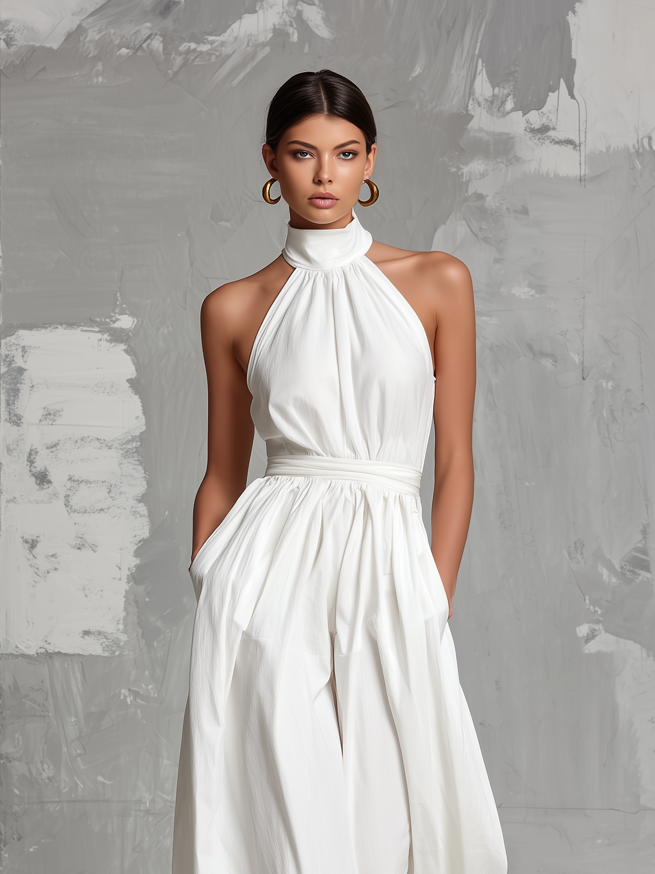 White Halter Jumpsuit