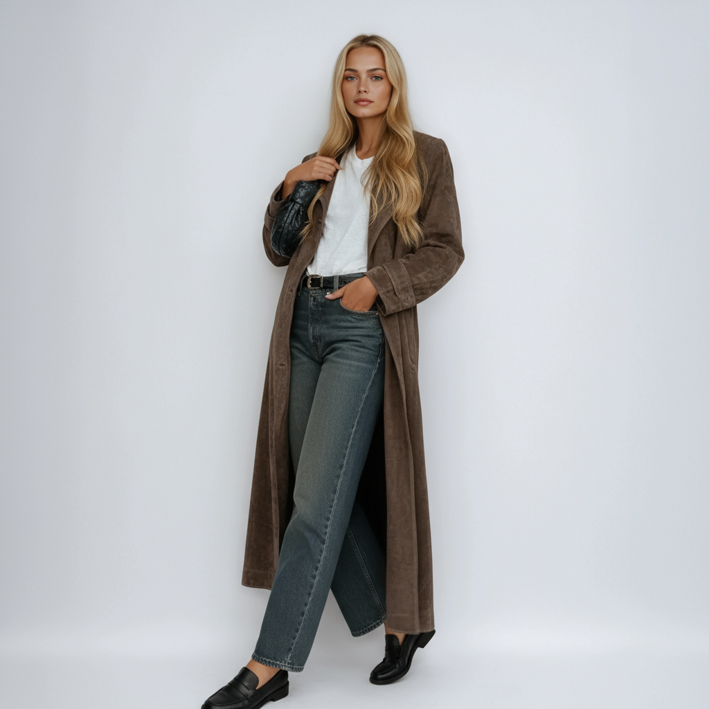 Emery Faux Suede Trench Coat