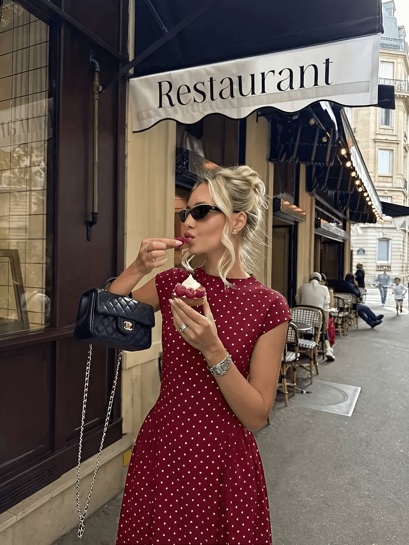 Polka Dot French Maxi Dress