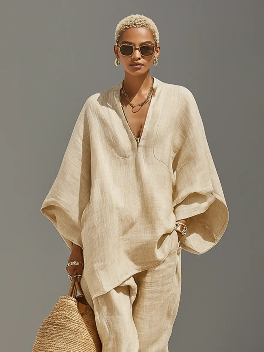 Nadia | Asymmetric Linen Two-Piece Set