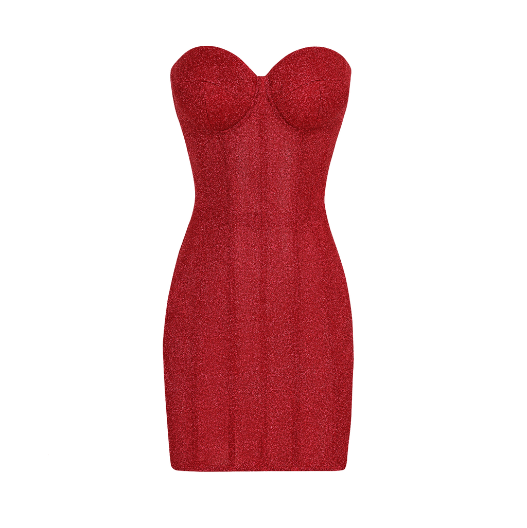 Flame Lure Glitter Corset Red Mini Dress
