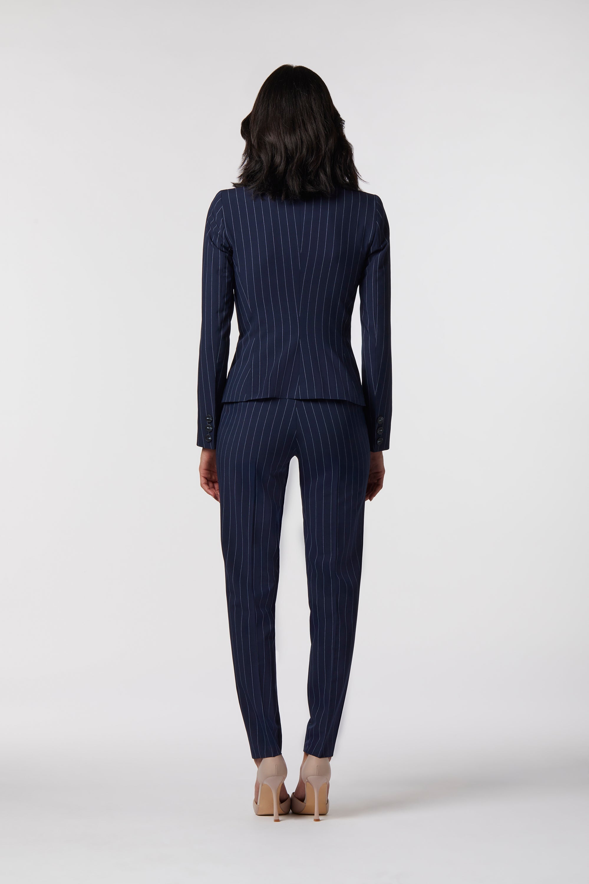 Gela Slim Suit | Pinstripe