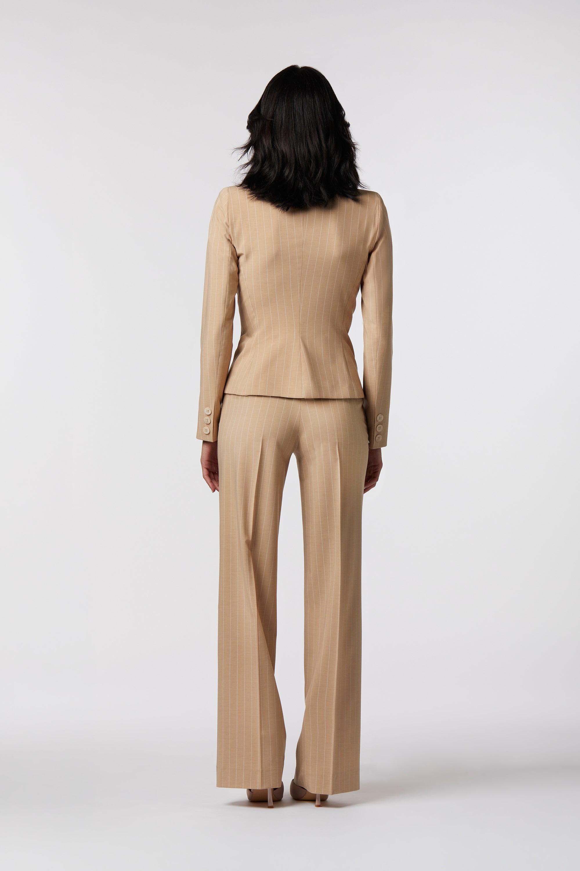 Gela Palazzo Suit | Pinstripe