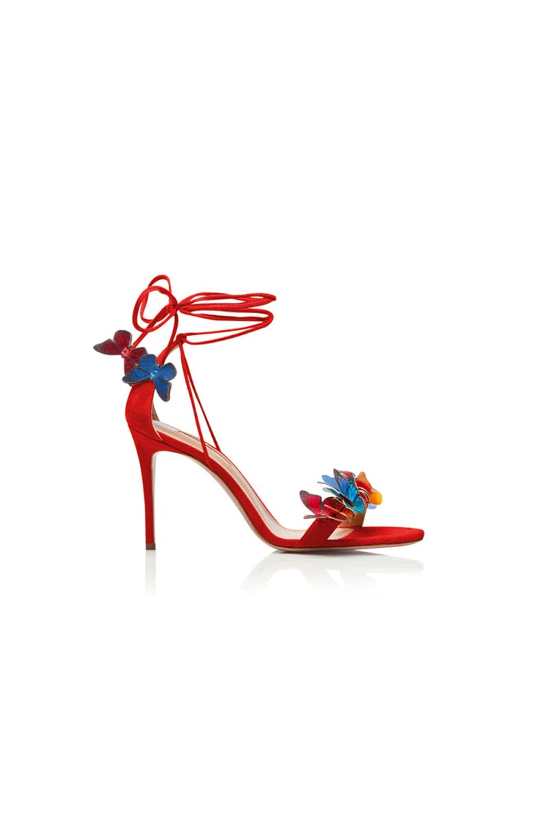 Butterfly Embellished Lace Up High Heel Sandals