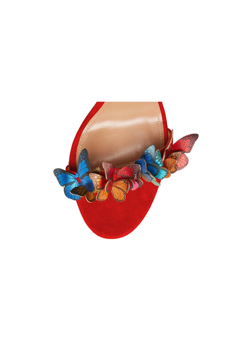 Butterfly Embellished Lace Up High Heel Sandals